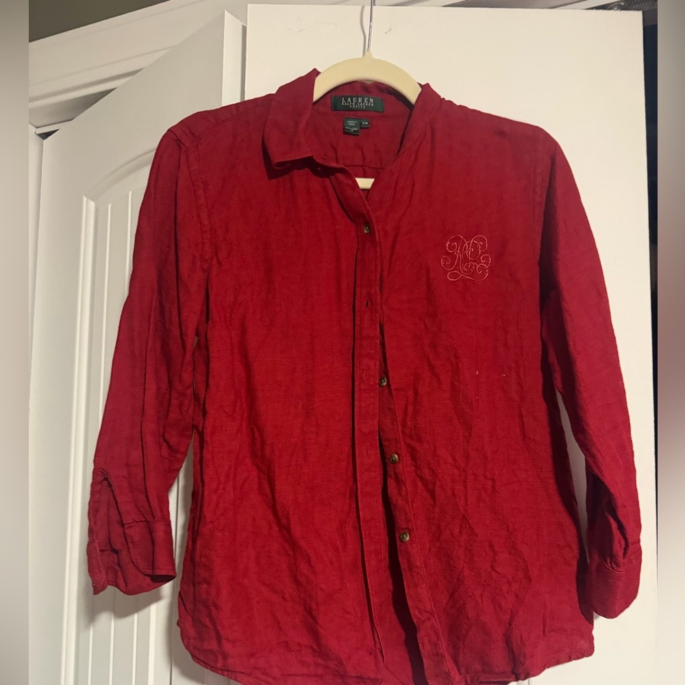Ralph Lauren Crimson Linen Blouse